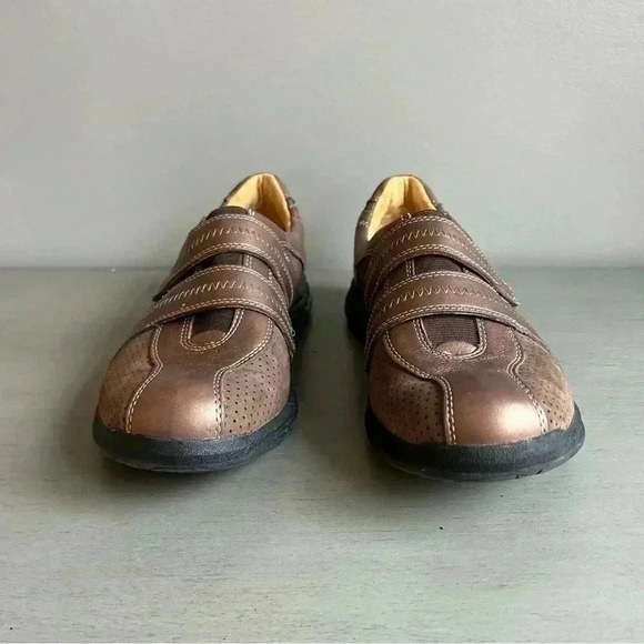 Clarks Unstructured Brown Bronze Leather Casual Slip On Shoes Loafer Women 8 - Picture 5 of 14